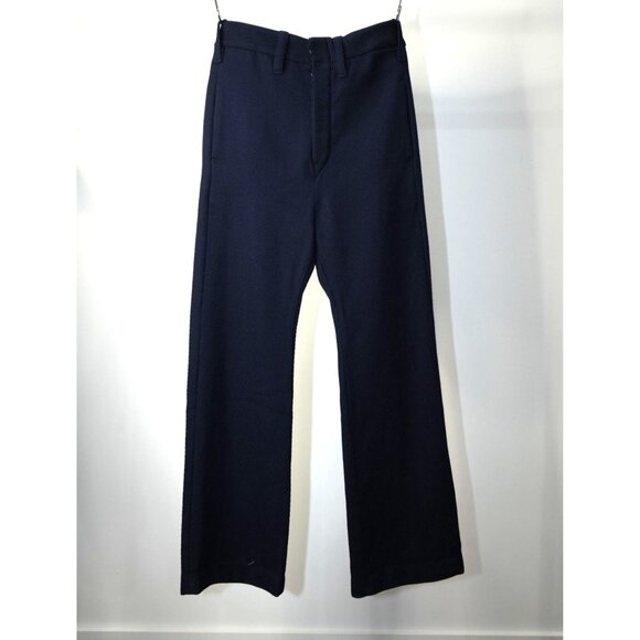 Ann Demeulemeester Textured Wool Straight Leg Pants Navy Blue Small W32 Men's - Picture 1 of 5